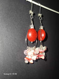 RUBY & QUARTZ CLUSTER DANGLE EARRINGS